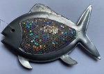 Metall-Stoff Fisch silber irisierend